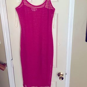 Hot pink bathing suit cover-up